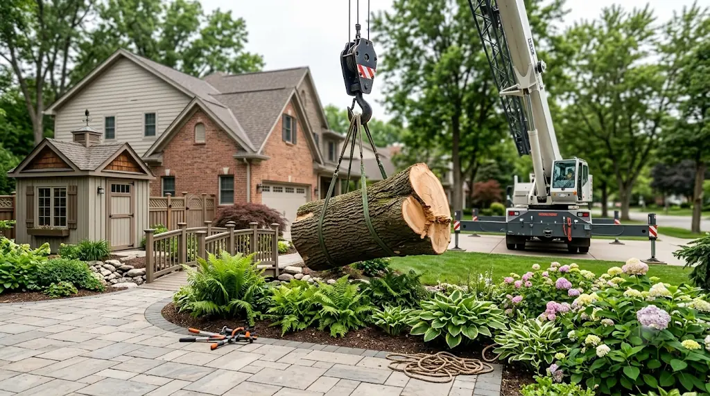 Crane-Assisted Tree Removal